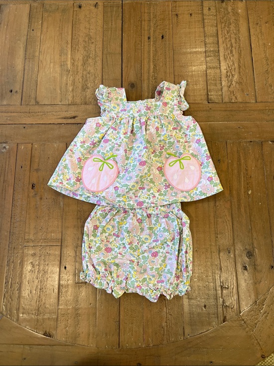 Stitchy Fish Other - Stitchy fish strawberry pocket floral bloomer and top matching set 9 months